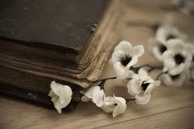 vintage book flowers